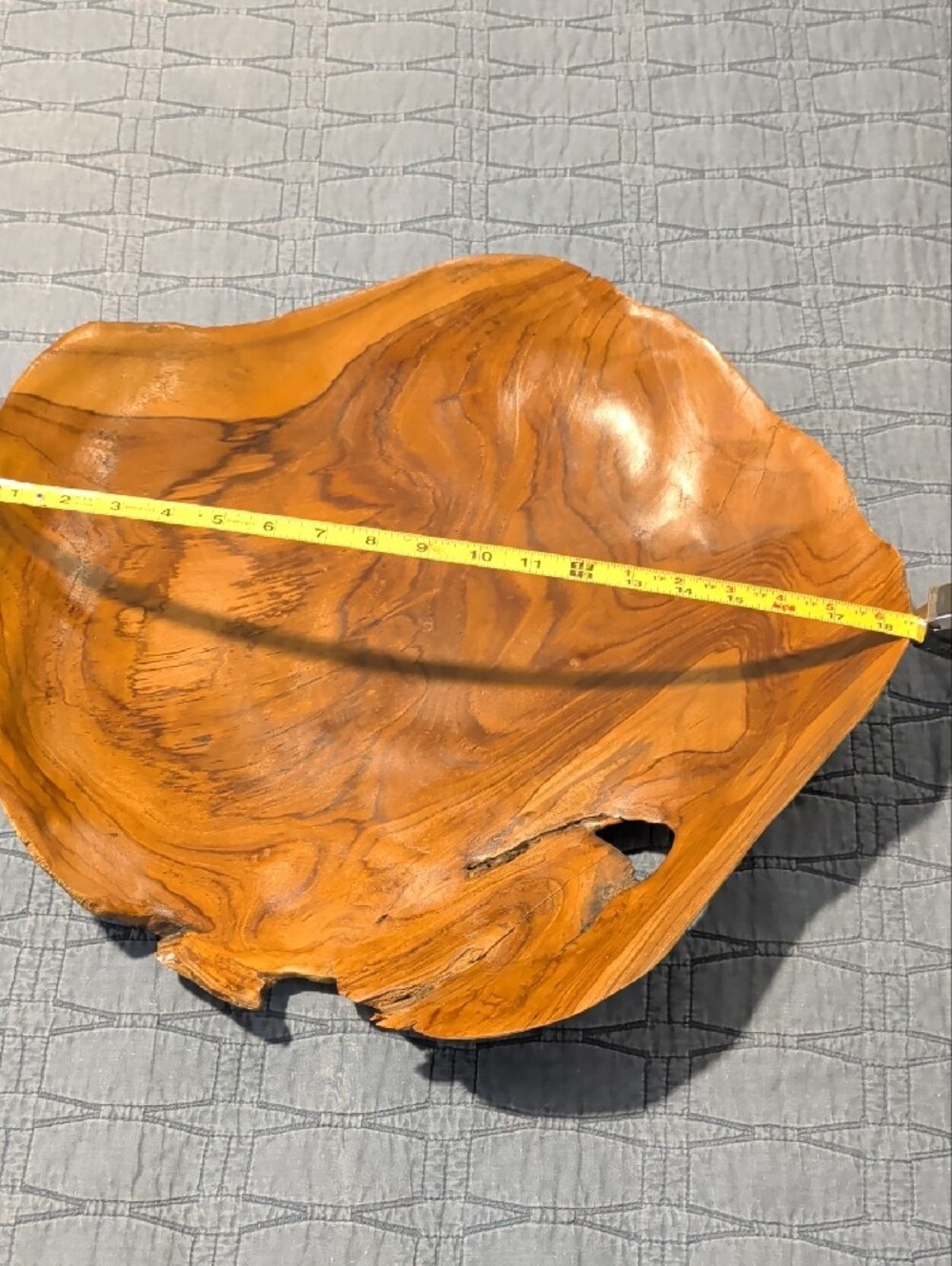 Live Edge Teak Wood Bowl - Warm Honey Brown - Picture 10 of 10